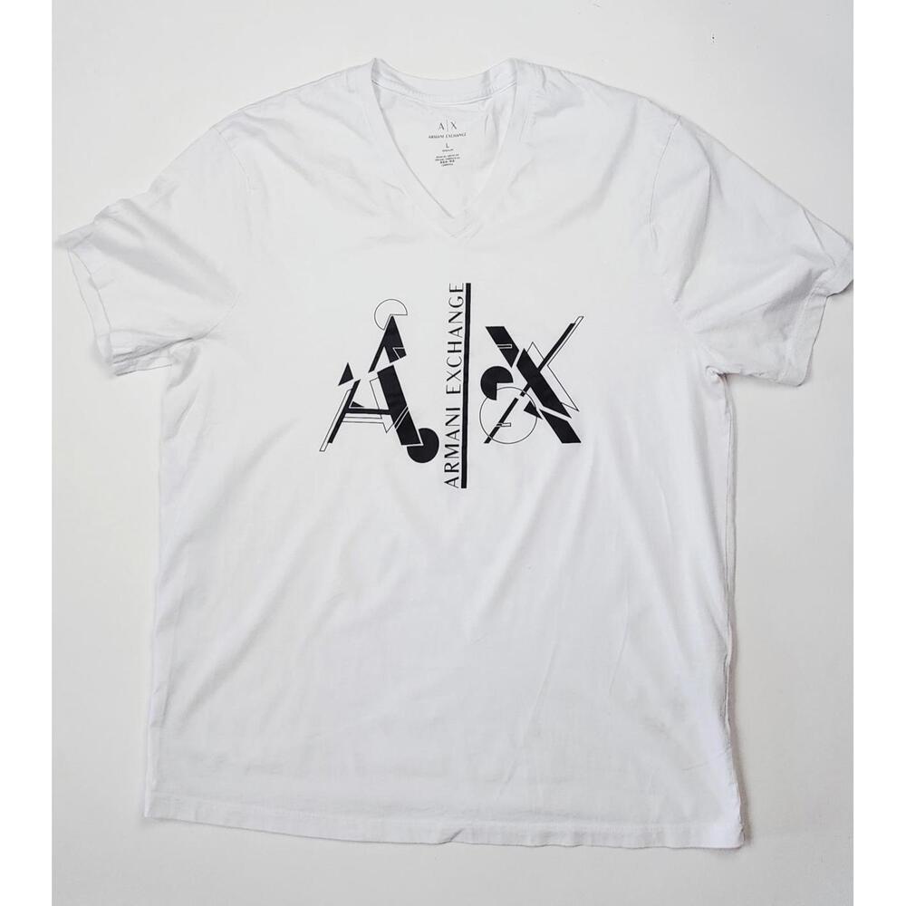 Armani Exchange Men's V-Neck Logo T-Shirt Large